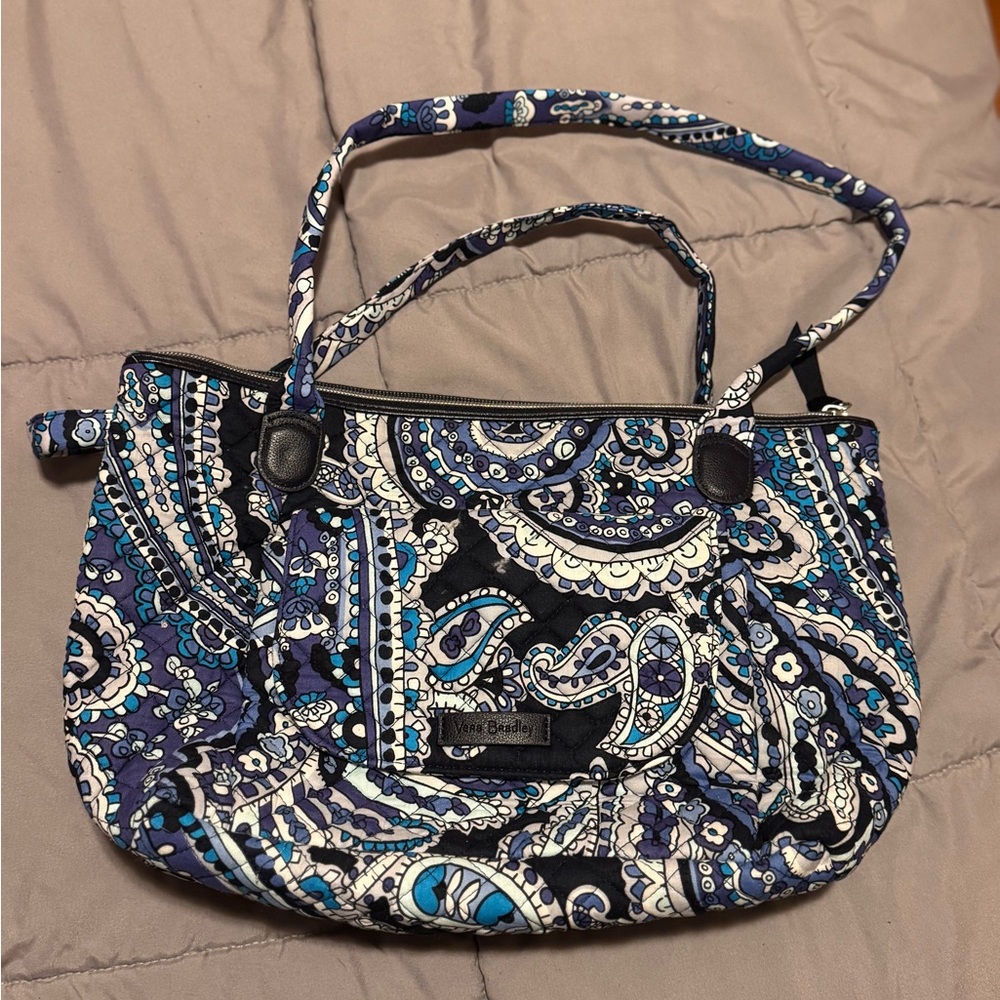 Vera Bradley Black and Blue Paisley Shoulder Bag